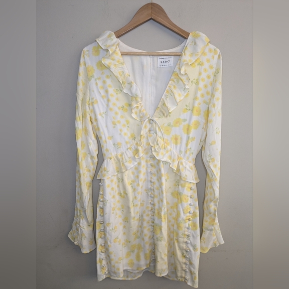 Sabo Alaira Yellow Floral Mini Dress Size M - Picture 6 of 10